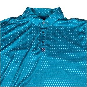 CON.STRUCT Men's Quick Dry Performance Blue Polka Dot Golf Polo Shirt XXL